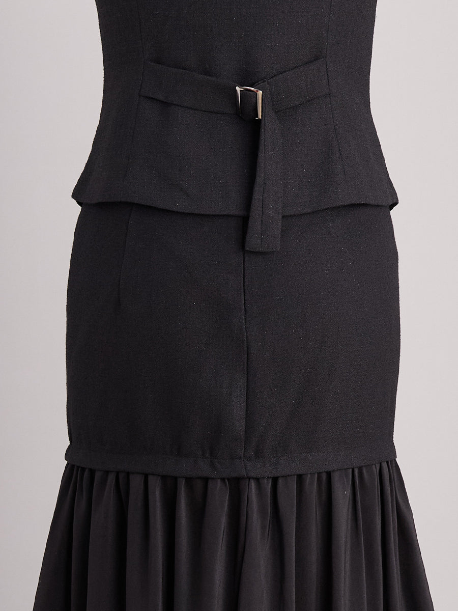 Completo Donna Due Pezzi con Gilet e Gonna Maxi con Bottoni Perla – Eleganza Raffinata & Fluida