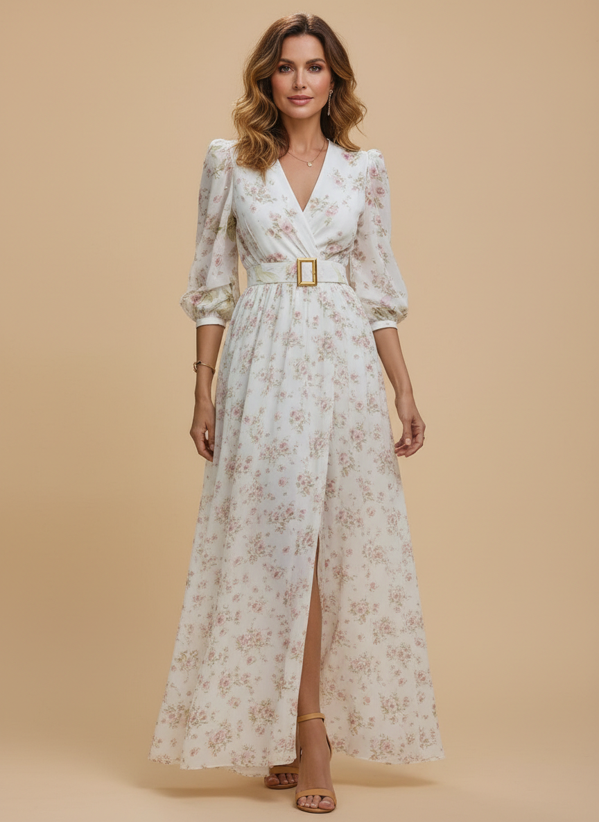 Abito Maxi in Chiffon Floreale da Donna – Eleganza Morbida