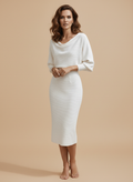 Abito Midi Drappeggiato Donna con Maniche a Pipistrello – Eleganza Minimalista