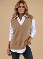 Gilet Donna in Maglia con Scollo a V – Essenziale Senza Tempo per il Layering