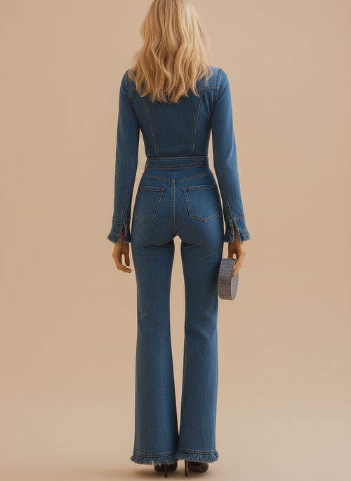 Tuta in Denim Svasata da Donna – Stile Retro