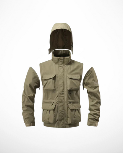 Giacca impermeabile da uomo – Multi-tasche – Cappuccio rimovibile