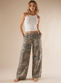 Pantaloni Cargo Donna Camo a Gamba Larga