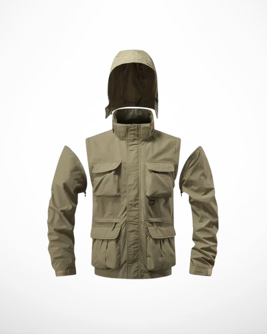 Giacca impermeabile da uomo – Multi-tasche – Cappuccio rimovibile